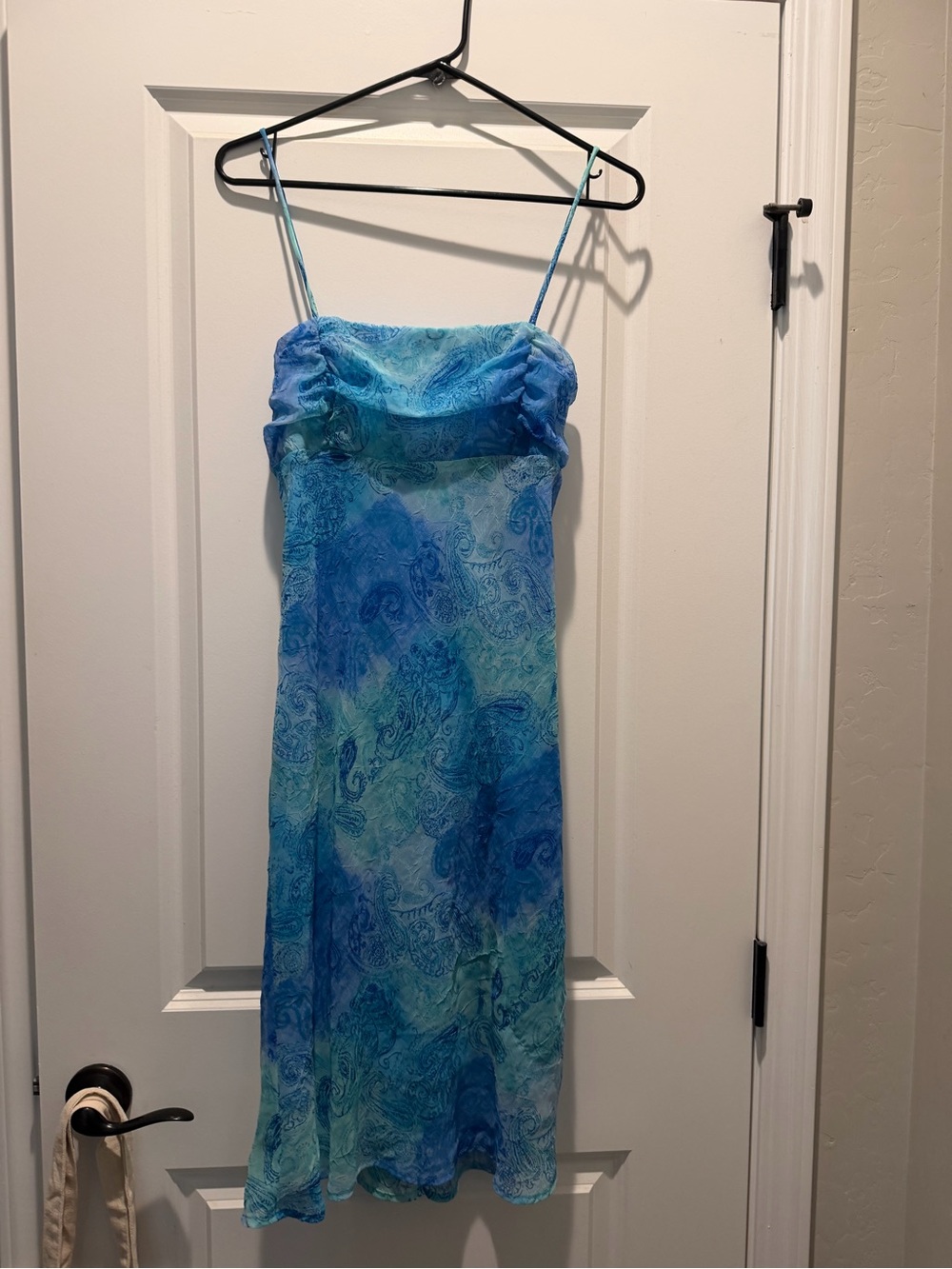 Be Smart Blue Paisley Cowl Midi Dress Y2K Vintage 9/10